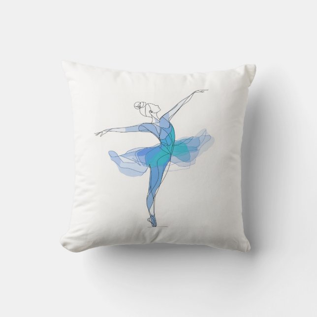 Coussin Plan Stroke Danser Ballerina Bleu Studio Décor (Recto)