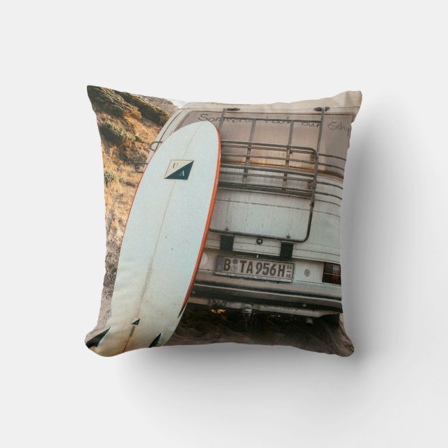 Coussin Planche de surf blanche et noire (Recto)
