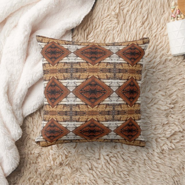 Coussin Planches de bois patiné en motif diamant multimédi (Couverture)