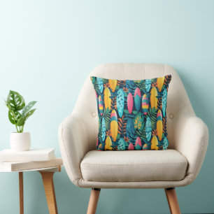 Coussin Planches de surf de plage carrelées cool