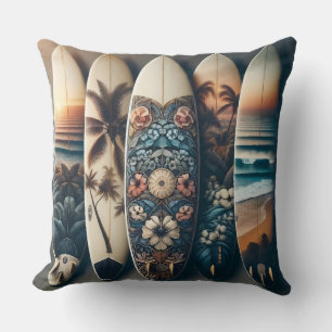 Coussin Planches de surf peintes hawaïennes