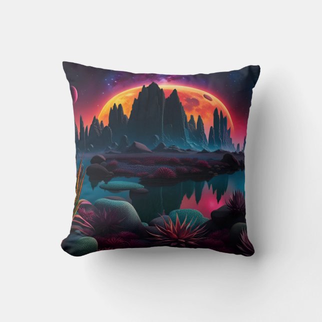 Coussin Planète Alien Mise en route de la lune (Recto)