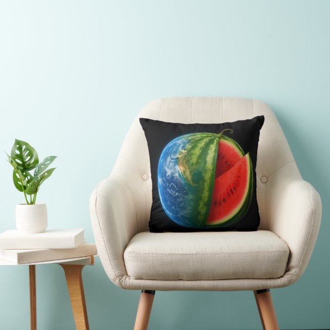 Coussin Planète créative de pastèque flottant dans l'espac (Chaise)