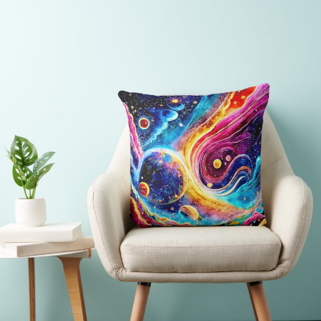 COUSSIN PLANÈTE ÉLÉGANTE COLORÉE DANS L'ESPACE EXTÉRIEUR (Chaise)