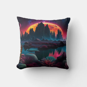 Coussin Planète extraterrestre Lune couchante