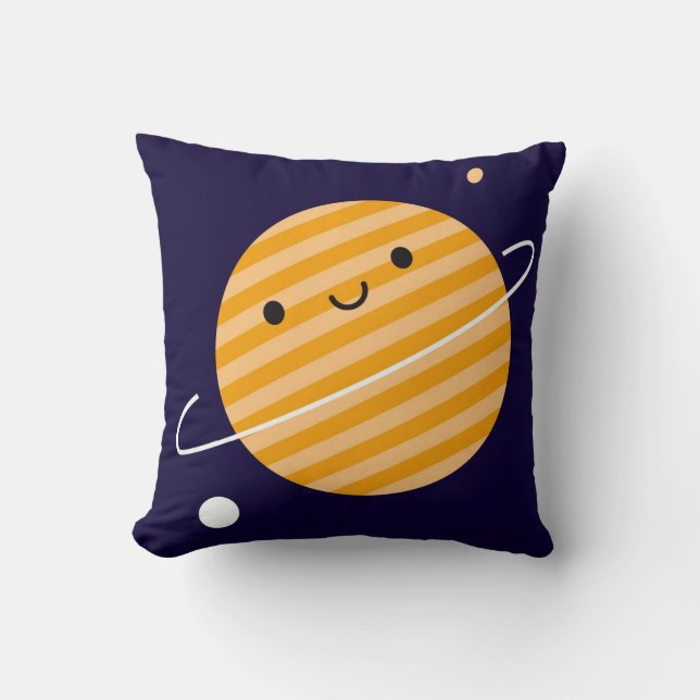 Coussin Planète heureuse dans l'espace (Recto)