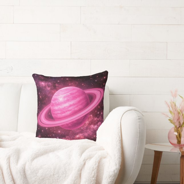 Coussin Planète rose avec des anneaux roses (Canapé)