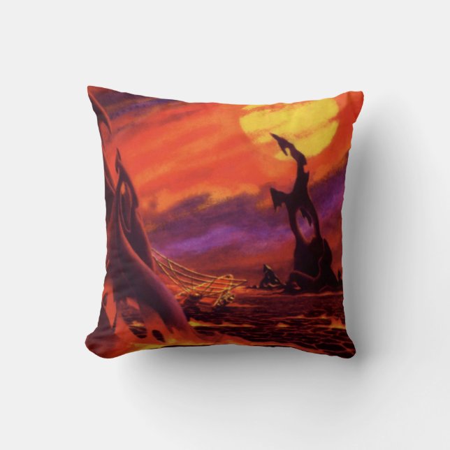 Coussin Planète volcanique de science-fiction vintage avec (Recto)