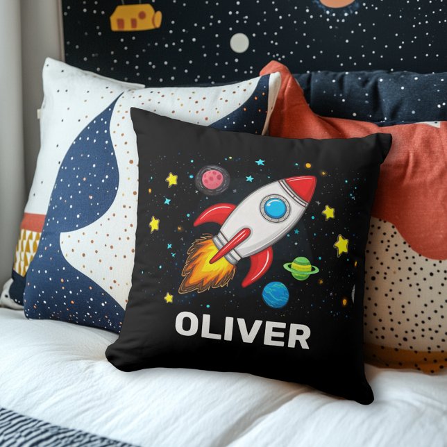 Coussin Planètes de vaisseau spatial Rocket Kids personnal (Créateur téléchargé)