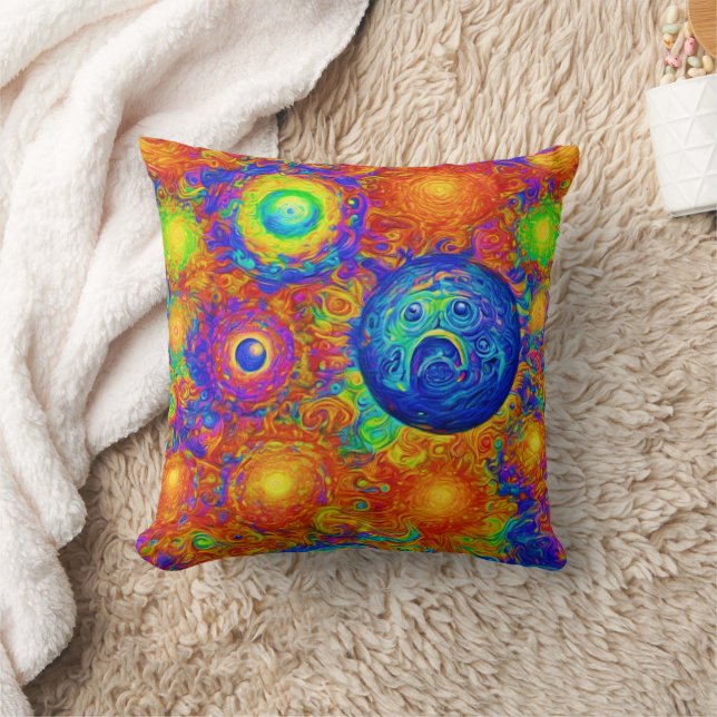 Coussin Planètes déplaisantes Colorées Tristes (Couverture)