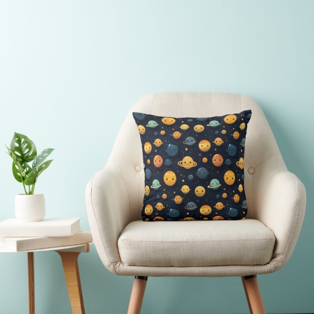 Coussin Planètes drôles motif spatial (Chaise)