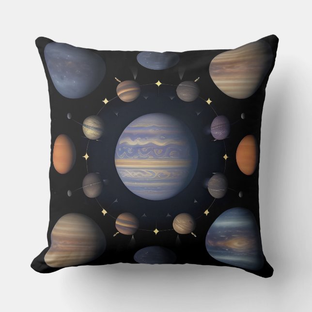 Coussin Planètes du système solaire disposées dans l'espac (Recto)