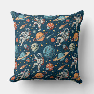 Coussin Planètes et astronautes en bande dessinée - Motif