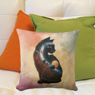 Coussin Planètes et étoiles de chats mignons, animal amusa