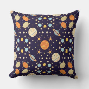 Coussin Planètes et étoiles de dessin animé colorés