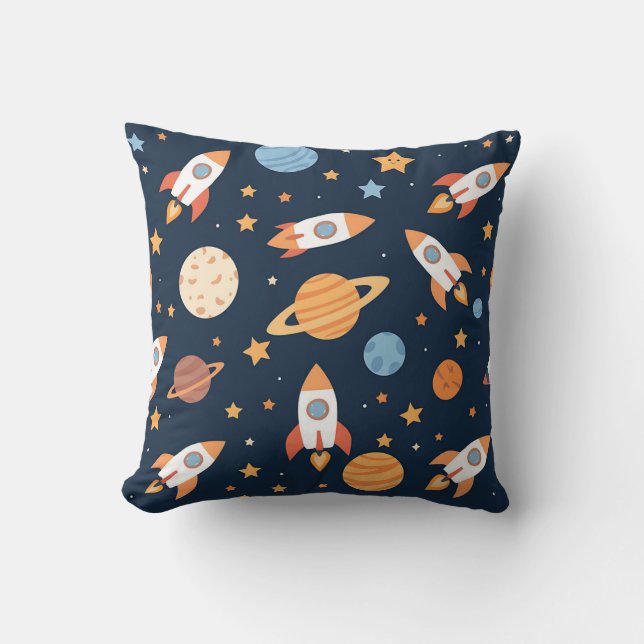 Coussin Planètes Fusées Espace Motif Mignon (Recto)