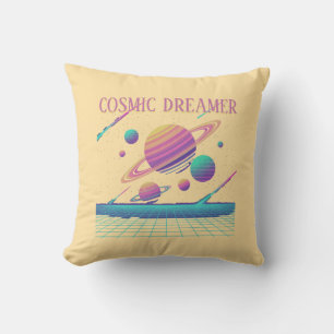 Coussin Planètes Rétro Vaporwave Synthwave