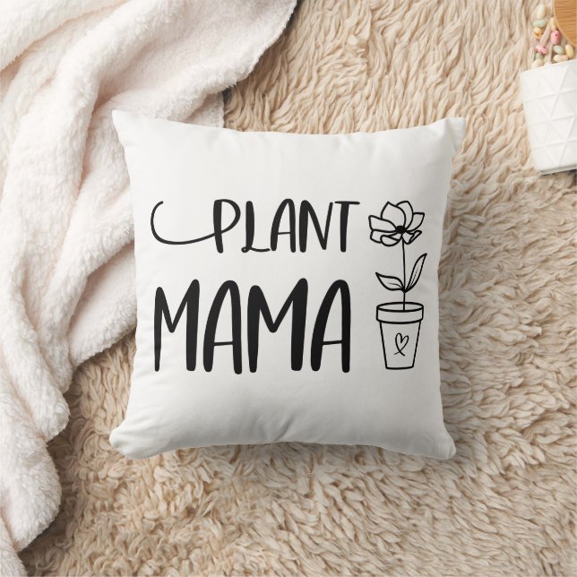 Coussin Plant Mama Potted Plant Black and White (Couverture)