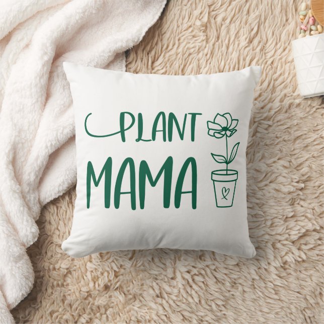 Coussin Plant Mama Potted Plant Hunter Green and White (Couverture)