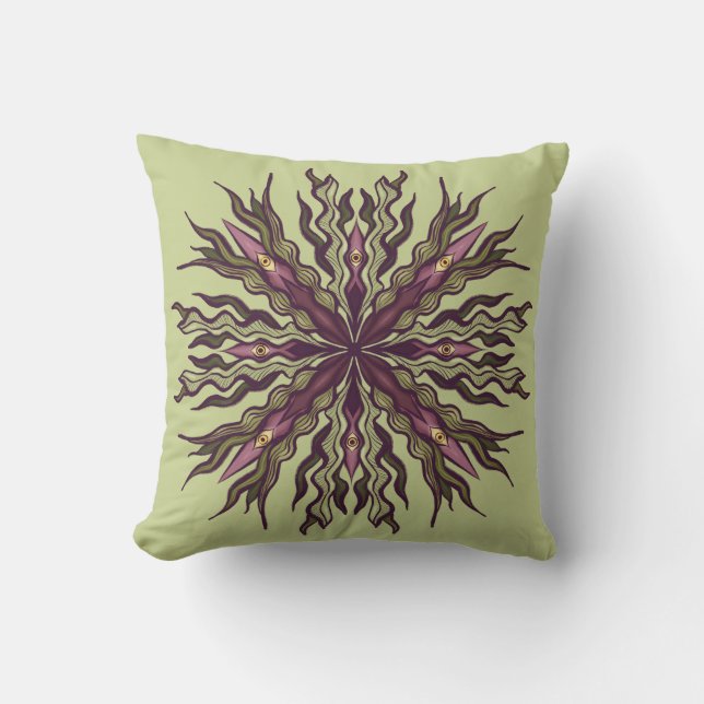 Coussin Plante à œil psychédélique - Mandala botanique sur (Recto)