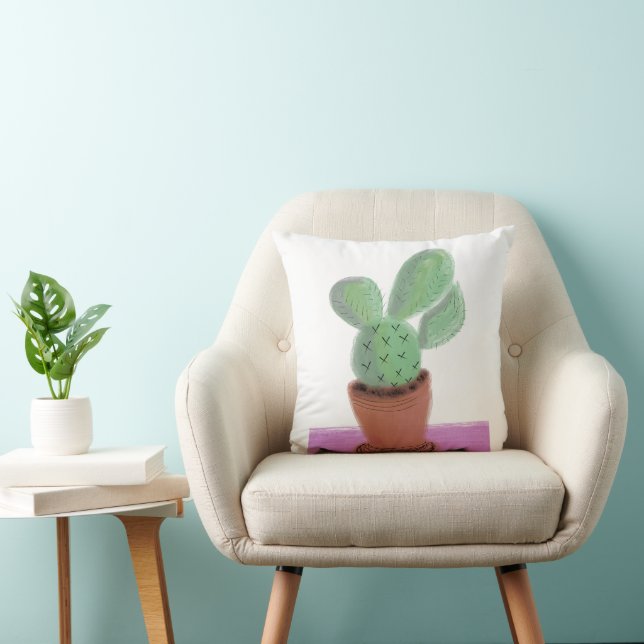 Coussin Plante Cactus Vert Violet plantes d'intérieur  (Chaise)