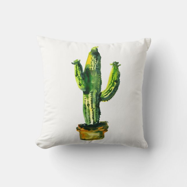 Coussin Plante de cactus du désert aquarelle sud-ouest boh (Recto)