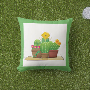 Coussin Plante de Cactus en Pot sur le Porche Extérieur Co