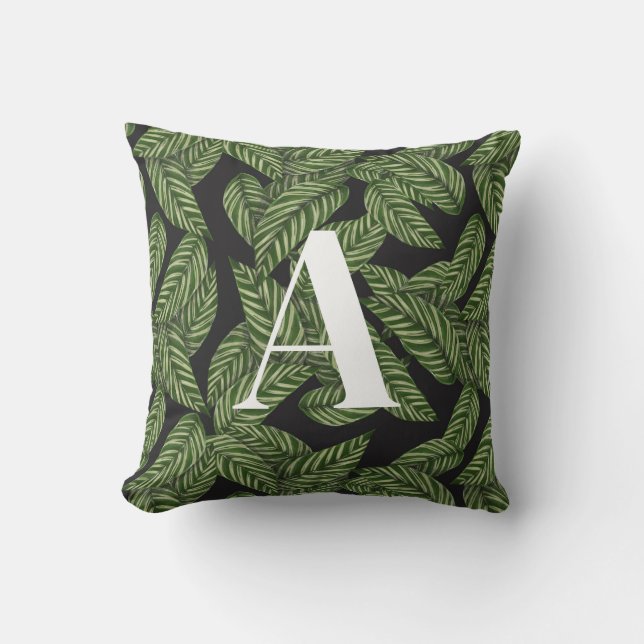 Coussin Plante de feuille tropicale moderne Imprimer Monog (Recto)