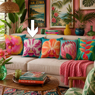 Coussin Plante de fleurs tropicales