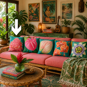 Coussin Plante de fleurs tropicales