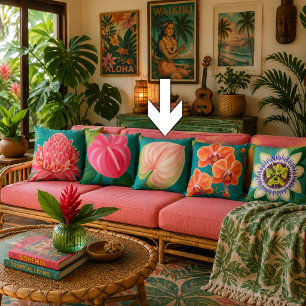 Coussin Plante de fleurs tropicales