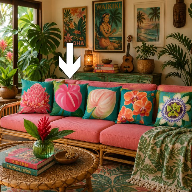 Coussin Plante de fleurs tropicales (Créateur téléchargé)