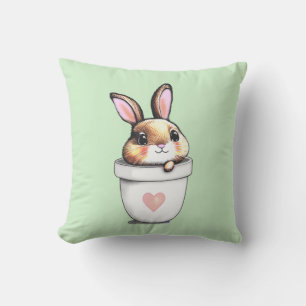 Coussin Plante de lapin mignon Pot sur la chaux verte