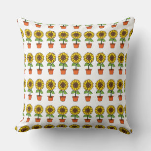 Coussin Plante de tournesol Kawaii dans un pot