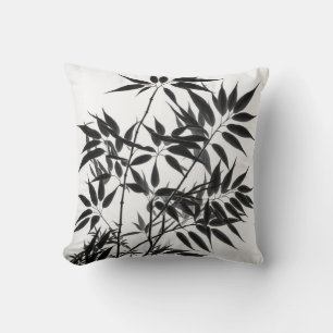 Coussin Plante en bambou noir et blanc