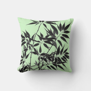 Coussin Plante en bambou noir et vert menthe