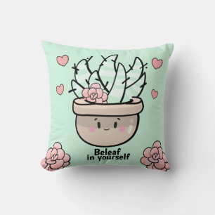Coussin Plante grasse drôle BeLeaf en vous-même Encouragem