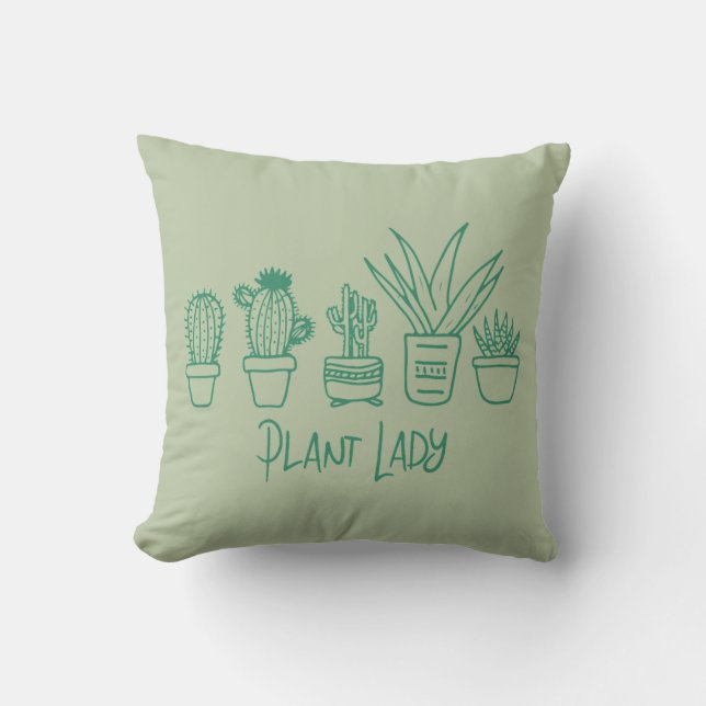Coussin Plante Lady Cactus Jardin Succulent en vert (Recto)