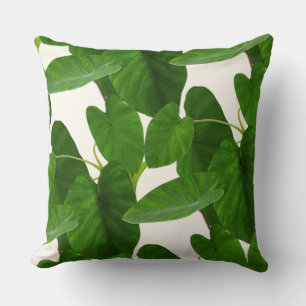 Coussin Plante tropicale feuilles vertes sur ivoire