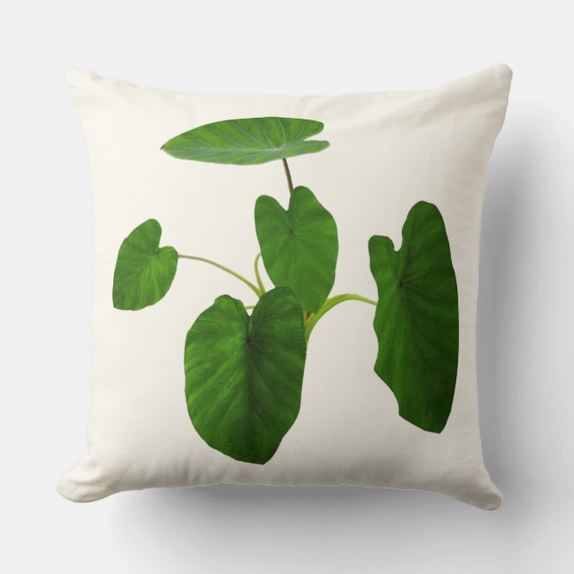 Coussin Plante tropicale feuilles vertes sur ivoire (Recto)