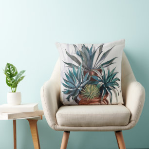 Coussin Plantes d'agave dans un Planteur rustique en terre