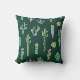 Coussin Plantes de Cactus : Arrière - plan Vintage sans co