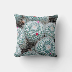 Coussin Plantes de cactus aux minuscules fleurs roses
