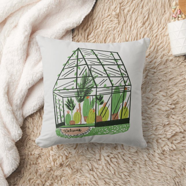 Coussin Plantes de cactus botaniques de la maison verte Ar (Couverture)