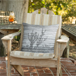 Coussin Plantes de Cactus sur Planches de Bois Photo en No