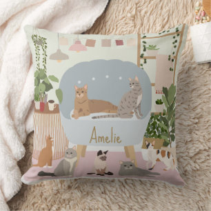 Coussin Plantes de maison de salon de chat confortable pas