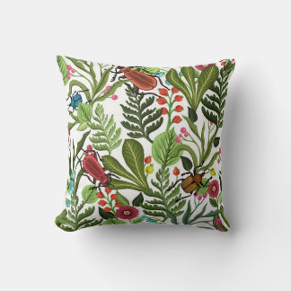 Coussin Plantes décoratifs et insectes : Design sans coutu