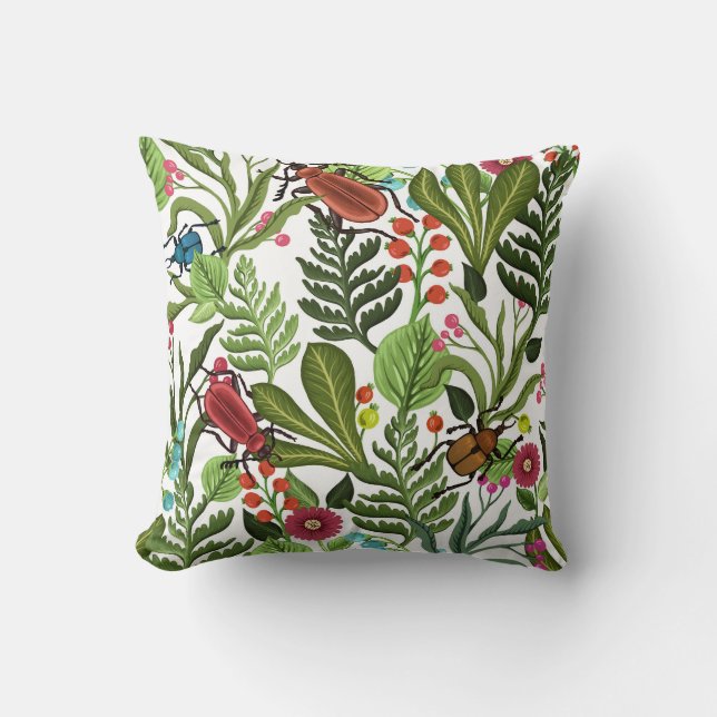 Coussin Plantes décoratifs et insectes : Design sans coutu (Recto)