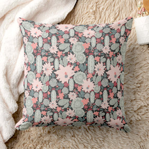 Coussin Plantes Succulents Cactus En Motif Pink Mint