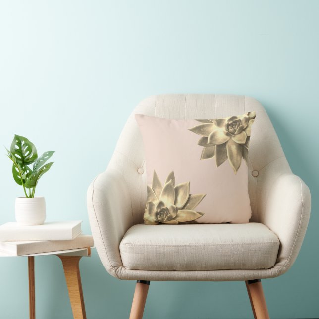 Coussin Plantes succulents et conviviaux sur le beige clai (Chaise)